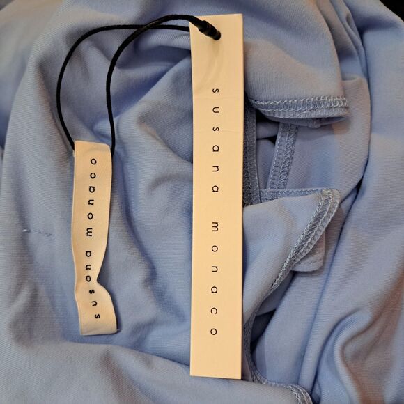 Revolve Susana Monaco Crew Slit Sleeveless Dress Built-in Bra Cornflower Blue M - Picture 8 of 11